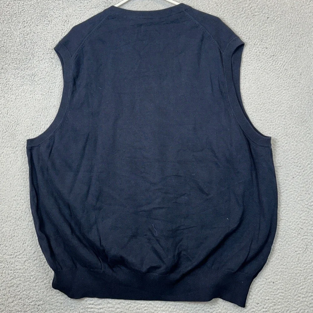 NEW Chaps Sweater Vest Mens 5XB Big V-Neck Navy Blue Knit Pullover Sleeveless